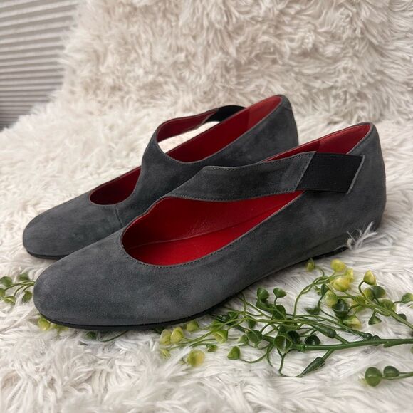 Sesto Meucci Gray Suede Asymmetric Strap Slip On Shoes sz 8 M Made‎ in Italy NEW - Picture 4 of 8